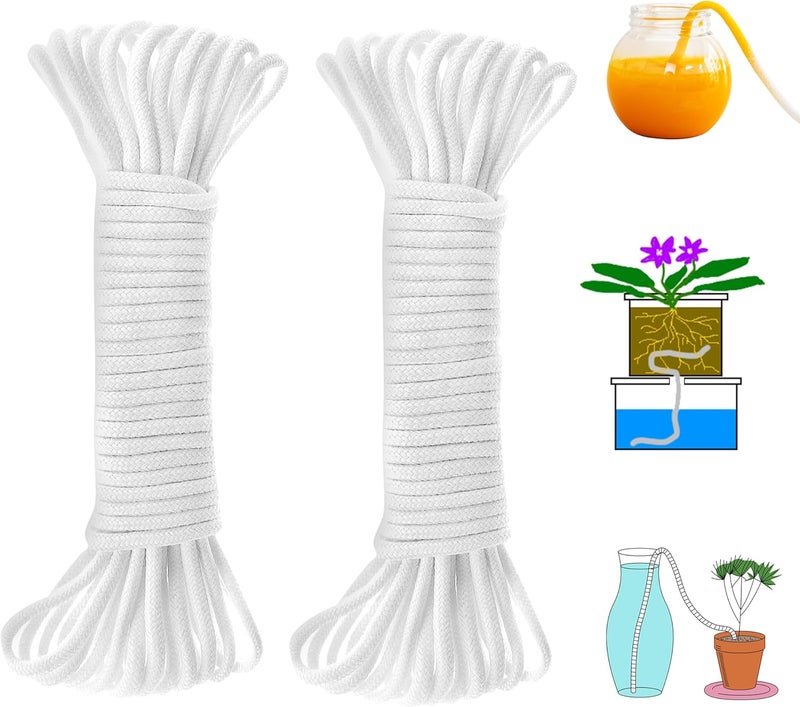 ORIMERC 200 feet 1/12 inch Self Watering Capillary Wick Cord Vacation Plant Sitter DIY Hydroponic Wicking Rope Seeds Start Planter Pot Automatic Potted Flower Passive Lazy Waterer String System Device - Image 1